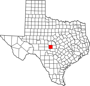Map of Texas highlighting Mason County