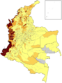 Mapa de Colombia (población afrodescendiente 2005)