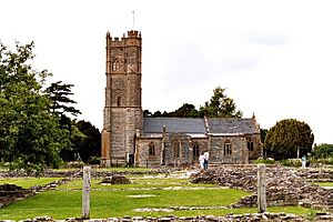 Muchelney Parish church, abbey foreground ruins.jpg