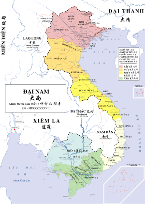Nguyen Dynasty, administrative divisions map (1838)