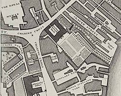 Northumberland House on John Rocque's 1746 map of London edited