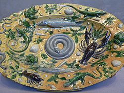 Palissy rusticware featuring casts of sea life French 1550