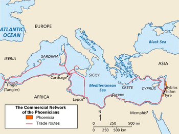Map of Phoenicia and its Mediterranean trade routes