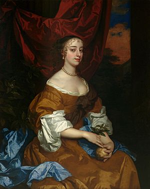 Portrait of Margaret Hughes by Peter Lely, 1672.jpg