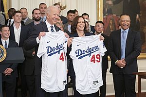 President Joe Biden and Vice President Kamala Harris with the Los Angeles Dodgers (2)