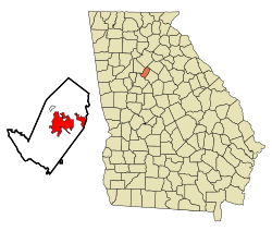 Location in Rockdale County and the state of Georgia