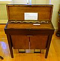 Seraphine reed organ, by James A. Bazin, Canton MA, 1835, bird's eye maple, rosewood - Old Colony History Museum - Taunton, Massachusetts - DSC03905