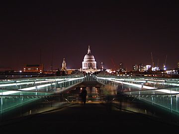 St Pauls and Millennium Bridge at night