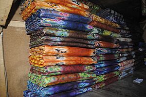 Stack of Adire , a local Fabric from Abeoukuta