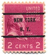 Stamp US 1938 2c precancel