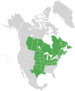 Map of North America with green shading. Data source Brouillet et.al., Flora of North America.