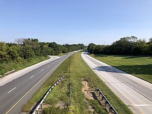 2022-09-15 09 50 41 View north along U.S. Route 1 (Kennett-Oxford Bypass) from the overpass for Pennsylvania State Route 272 (Christine Road) in West Nottingham Township, Chester County, Pennsylvania
