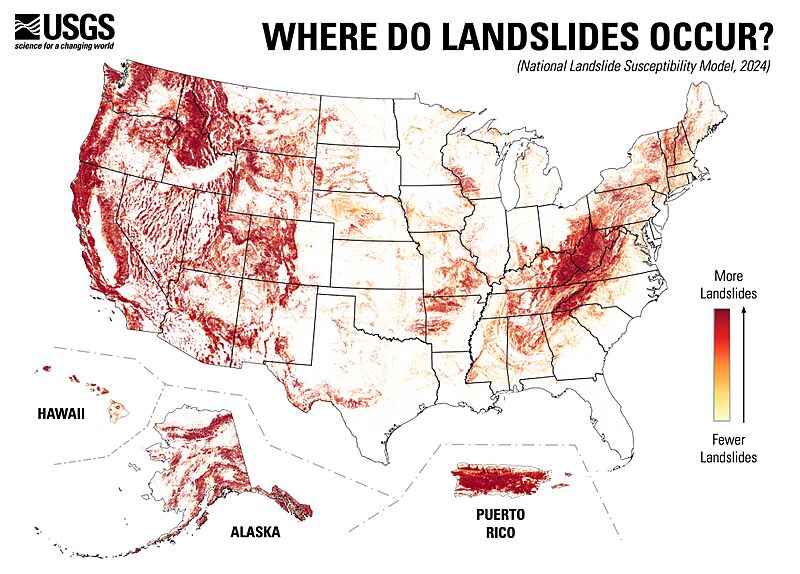 2024 United States landslide map