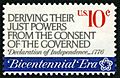 American Revolution Bicentennial Deriving Their Just Powers... 10c 1974 issue U.S. stamp