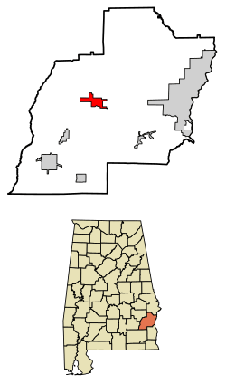 Location of Clayton in Barbour County, Alabama.