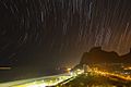 Brazil star trails and birds in light pollution photography in Rio beach at night
