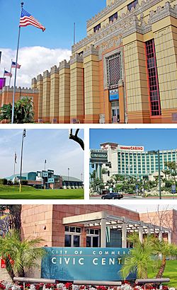 Images, from top, left to right: Citadel Outlets, Rosewood Park and Aquatorium, Commerce Casino, Civic Center