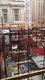 Construction work at the foundation of One Vanderbilt, seen in August 2017
