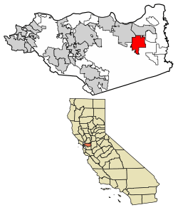 Location of Brentwood in Contra Costa County, California.