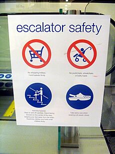 Crocs escalator safety warning sign