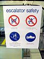 Crocs escalator safety warning sign