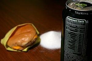 Energy drink and fast food cheeseburger calorie comparison.jpg