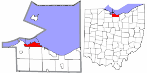 Location of Sandusky in Erie County, Ohio.