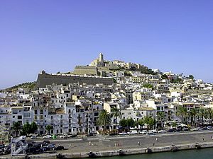 View of the Dalt Vila of Eivissa and its cathedral