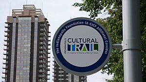 Indianapolis Cultural Trail signage by Riley Towers