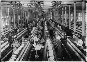 Interior of Magnolia Cotton Mills spinning room. See the little ones scattered through the mill. All work. Magnolia... - NARA - 523307
