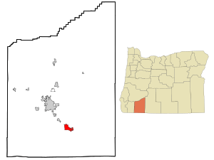 Location of Ashland in Jackson County and in the state of Oregon