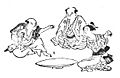 Kitsune-ken (狐拳), Japanese rock-paper-scissors variant, from the Genyoku sui bento (1774)