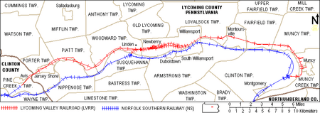 Lycoming Valley Railroad Map