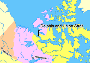 Map indicating Dolphin and Union Strait, Northwest Territories, Canada