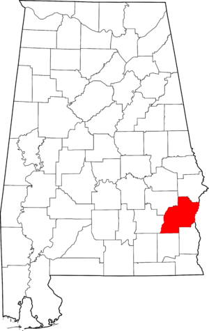 Map of Alabama highlighting Barbour County