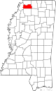 State map highlighting Tate County