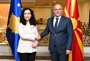 Meeting of Prime Minister Dimitar Kovačevski with the President of the Republic of Kosovo, Vjosa Osmani Sadriu -26.04.2023- (52847410507)