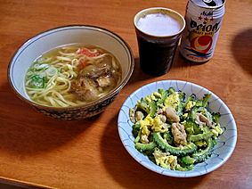 Okinawa soba and goya chanpuru