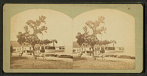 Passengers leaving the 'Hiawatha' at Arnold's Park, West Okobji Lake, by Frank F. Roblin 2