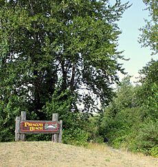 Prescott Beach sign - Prescott Oregon