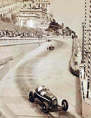René Dreyfus à la chicane du quai Albert 1er, Grand Prix de Monaco 1935