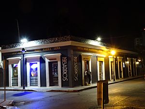Restaurante '19 Barrios' de noche, C. Mayor y C. Aurora, Bo. Cuarto, Ponce, PR, mirando al sureste (DSC01426)