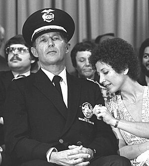 Sima Gates and Daryl F. Gates after being sworn in as Los Angeles Police Chief, 1978