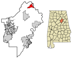 Location of Steele in St. Clair County, Alabama.