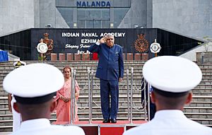 The Vice President and Chairman of Rajya Sabha, Shri Jagdeep Dhankhar inspecting the Guard of Honour at the Indian Naval Academy (Ezhimala), in Kerala on May 22, 2023