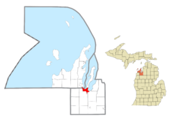 Location within Leelanau County (top) and Grand Traverse County (bottom)