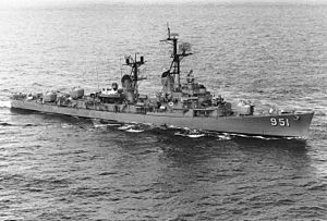 USS Turner Joy (DD-951) underway at sea, 9 May 1964.