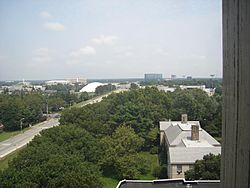Looking east over Uniondale, as seen from one of the towers at Hofstra University