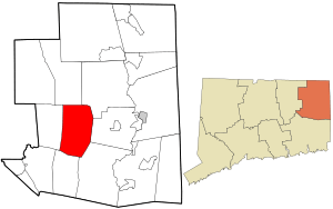 Location in Windham County and the state of Connecticut