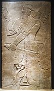 Winged protective deity, Northwest Palace at Calakh, Northern Iraq, Assyrian, reign of Assurnasirpal II, 883-859 BC, alabaster - Museum of Fine Arts, Boston - DSC02821